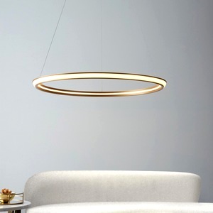 Ceiling Hanging Pendant Circle Led, Satin Gold