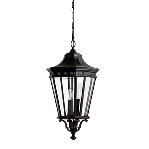Artistic Ceiling Lantern Cotswold Lane Three Light Large Chain Black