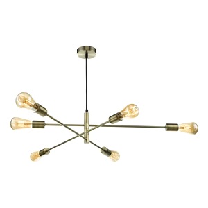 Antique Brass Coating Dar Alana Six Light Ceiling Pendant