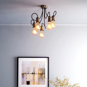 Brass with Antique Patina Dar Alzbet Five Light Semi Flush Ceiling