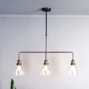 Antique Chrome Dar Arvin Three Light Bar Pendant