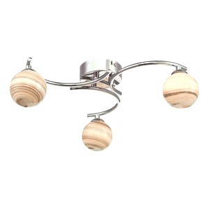 Dimmable Semi Flush Ceiling Fixture Dar Atiya Three Light Polished Chrome, Planet Style Glass