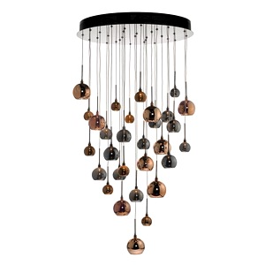 Black Chrome Dar Aurelia 30 Light Cluster Ceiling Multi Coloured Shades