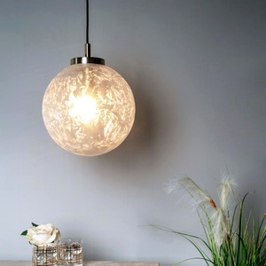 Brass Dar Avari Single Ceiling Pendant, Frosted Glass