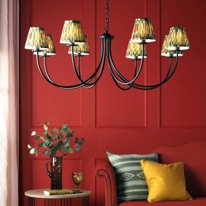 Ceiling-Mounted Pendant Dar Becca 8 Light Ceiling Matt Black, Red, Green Shades