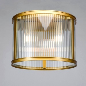 Flush Ceiling Lamp Dar Bianka Three Light, Bronze, Ribbed Glass