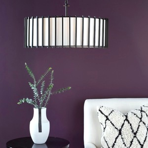 Ceiling Pendant Lamp Dar Cagliari 8 Light Armed Matt Black, Ivory