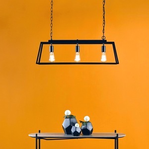 Bar Ceiling Pendant Lamp Dar Claudia Three Light Matt Black