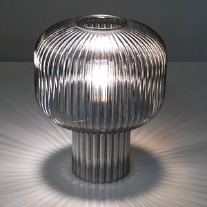 Electric Table Lamp Dar Demarius Smoked Ribbed Glass