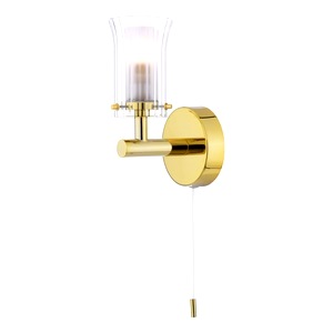 Bathroom Wall Lamp Dar Elba Light, Polished Gold, Glass Shade