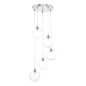 Ceiling Pendant Lamp Dar Federico Five Light Cluster Clear Dimpled Glass Fed0550-12