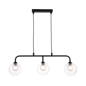 Bar Ceiling Pendant Lamp Dar Feya Three Light Matt Black, Clear, Opal Glass
