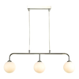 Bar Ceiling Pendant Lamp Dar Fey6250-02 Feya Three Light Polished Chrome, Opal Glass