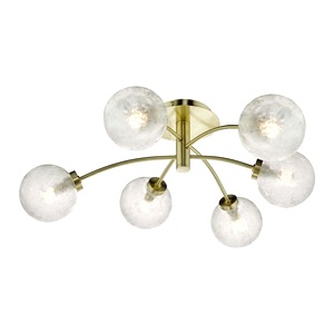 Brass Dar Avari Six Light Semi, Frosted Glass