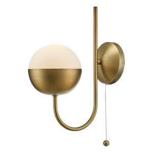 Aged Brass And0742 Andre Single Wall Light, Opal Glass