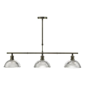 Brass Antique Effect Dar Dara Three Light Ceiling Bar