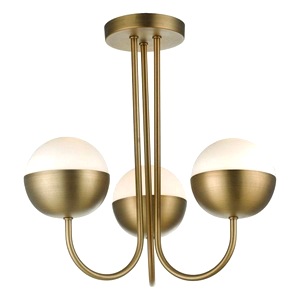 Aged Brass And0342 Andre Three Light Multi-arm Semi, Opal Glass